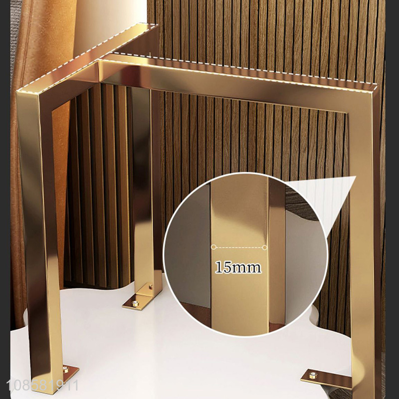 Wholesale modern 2-tier coffee table tea table with golden metal frame