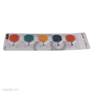 Hot selling 5-<em>hook</em> wall mounted <em>plastic</em> sticky <em>hook</em> for towel