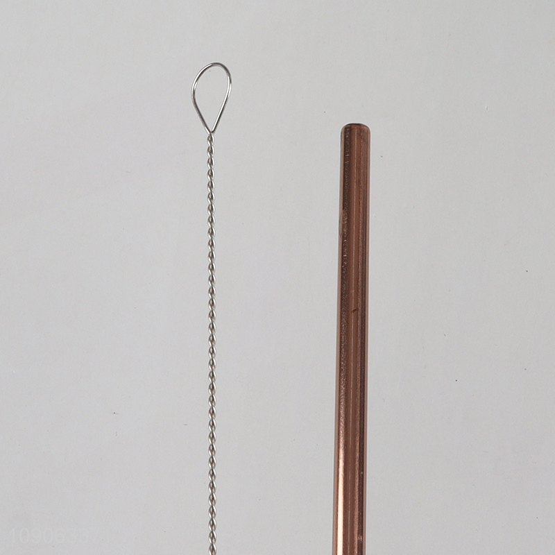 Wholesale 6 Pack Stainless Steel Drinking Straws Bent Straws with 1 Straw Brush