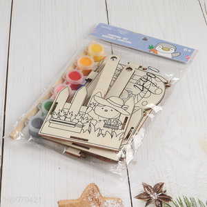 Factory Price Easter DIY <em>Painting</em> Wooden Crafts Kit Wooden Easter Coloring Kit