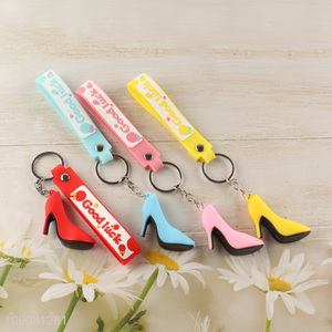 Factory price high-heeled shoes shape silicone pendant keychain for sale