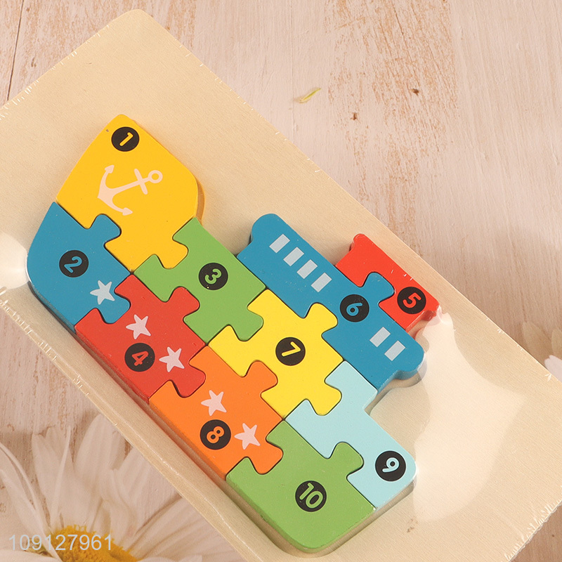 Popular Product Wooden Ship Puzzle Toddler Number Puzzle for Kids