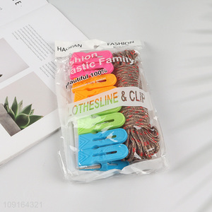 Factory Price Plastic Clothes Pegs and Clothesline Set for Outdoor Hanging