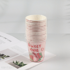High Quality 15 Pieces Strawberry Paper Cups Disposable Paper Coffee Cups