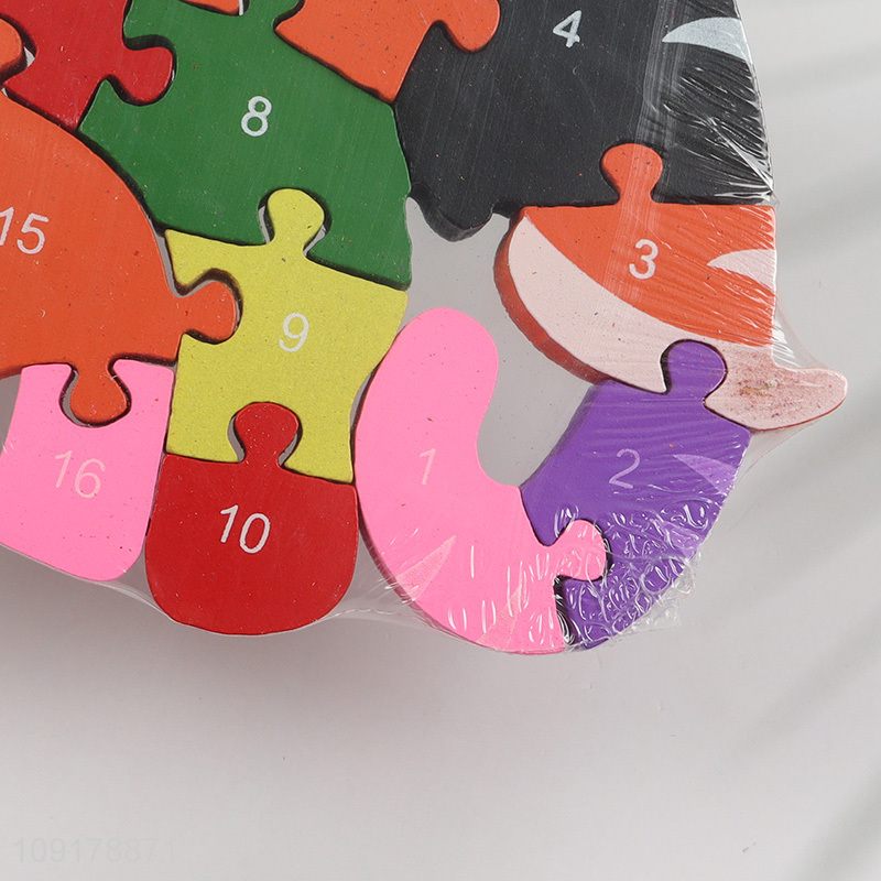 New Arrival Wooden Animal Alphabet Number Puzzle for Toddlers (Elephant)