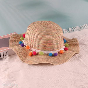 High Quality Women'S <em>Straw</em> Hat Wavy Brim Summer Beach Sun Hat