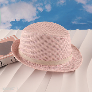 Good Quality <em>Straw</em> Fedora Hat Summer Beach Hat for Men and Women