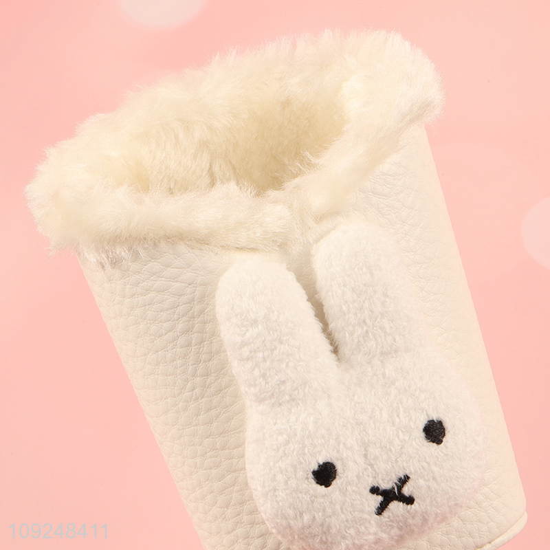 Yiwu market cartoon plush rabbit stationery storage pen holder for desktop