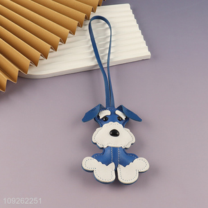New Product Schnauzer Keychain Bag Charm PU Leather Keychain Handbag <em>Purse</em> Pendant
