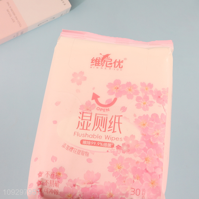 Hot products skin-friendly flushable wet wipes