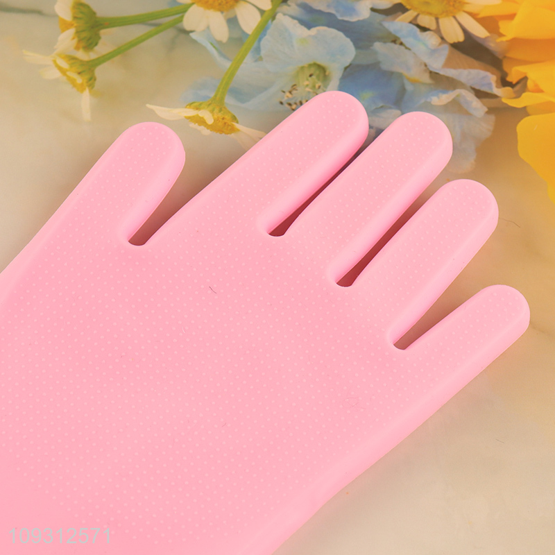 Most popular silicone kitchen dish washing cleaning gloves