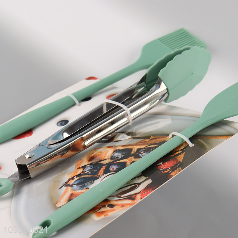 Top quality food tongs silicone spatula oil brush set