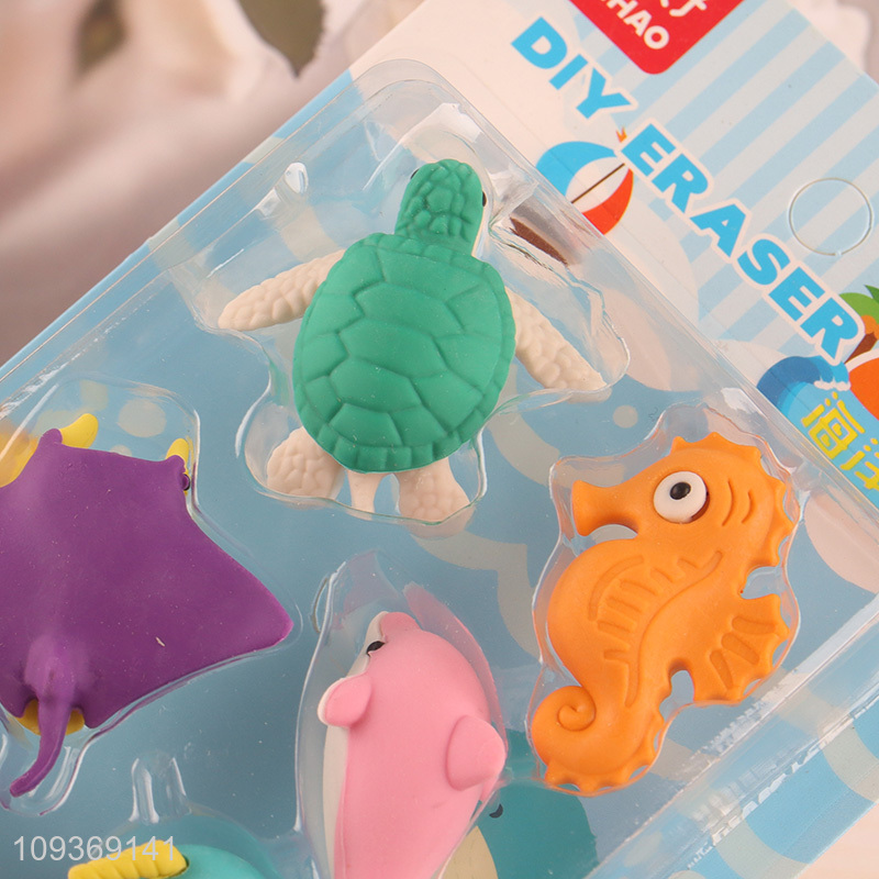 New arrival sea animal series diy stationery eraser set
