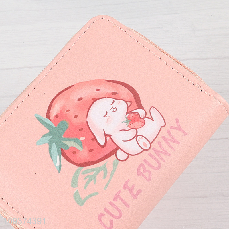 New arrival  pink cartoon printed leather wallet for girls
