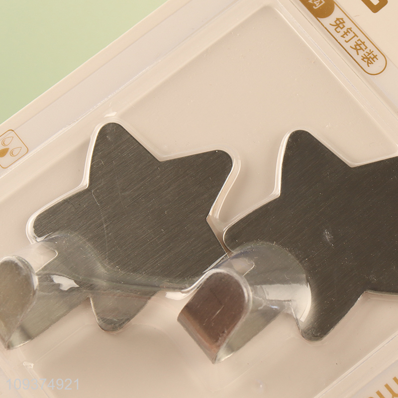 Low price stainless steel star shape sticky hook wall hooks