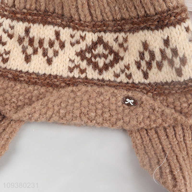 Hot sale knitted hat warm windproof earflap hat