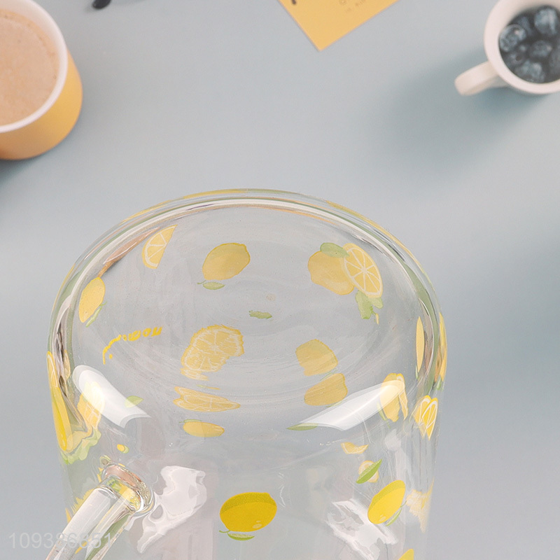 Factory price lemon printed glass mason cup mason jar