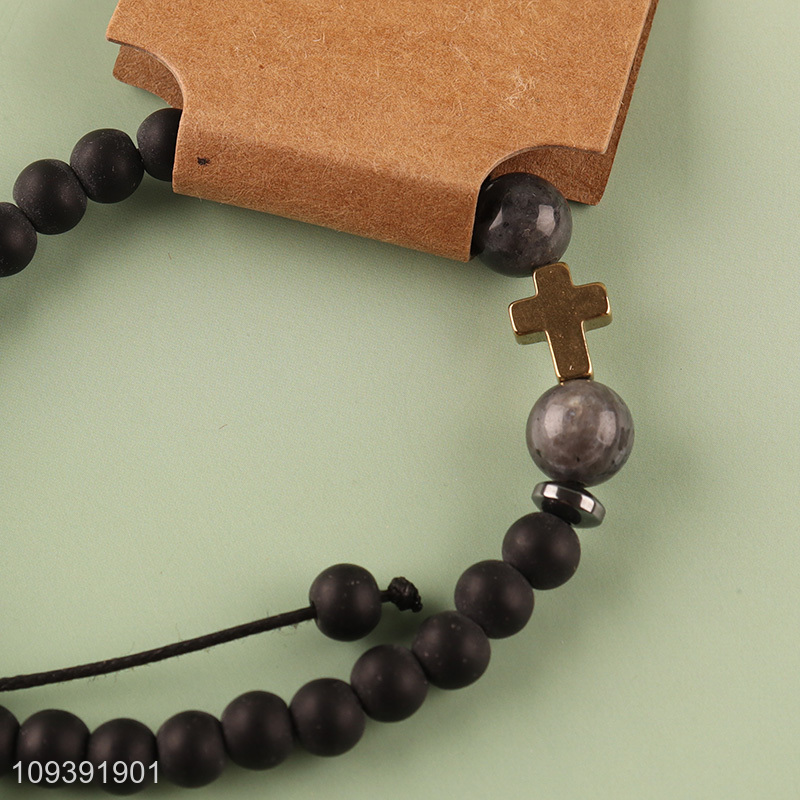 Yiwu market  black fashion jewelry stone bracelet