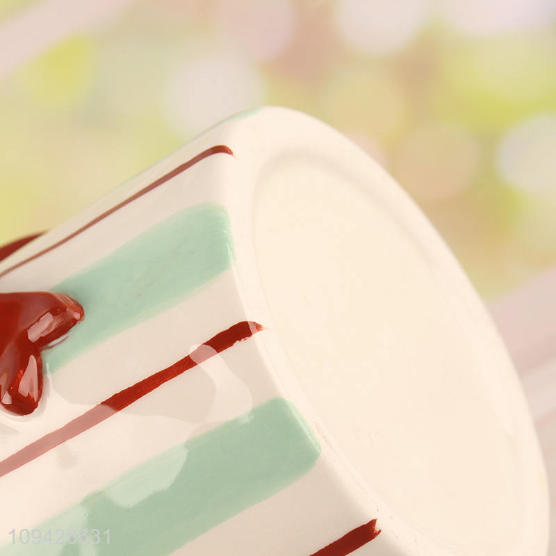 New arrival 3d bowknot striped ceramic jar
