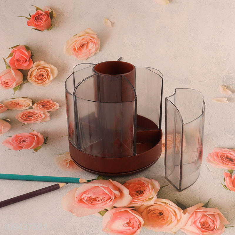Fashion Multi-Compartment Rotating Pen Holder Desk Organizer