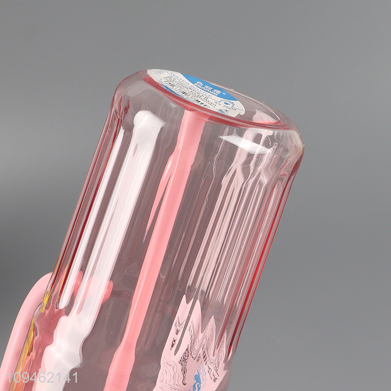 Factory price pink plastic water bottle with handle&straw