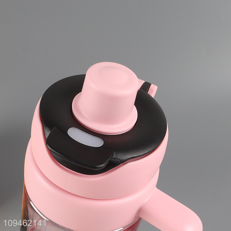 Factory price pink plastic water bottle with handle&straw