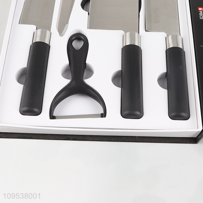 6 Pieces Kitchen Knife Gift Set With Peeler & Scissor