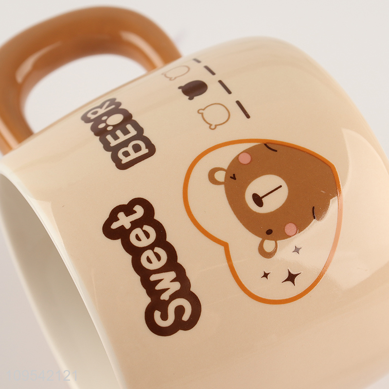 New arrival cartoon bear ceramic water cup with lid